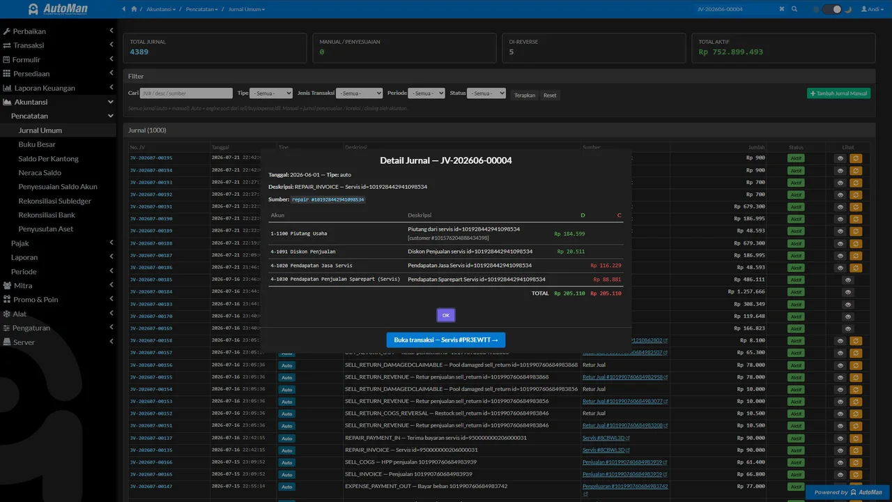 Illustration: enabling the accounting module