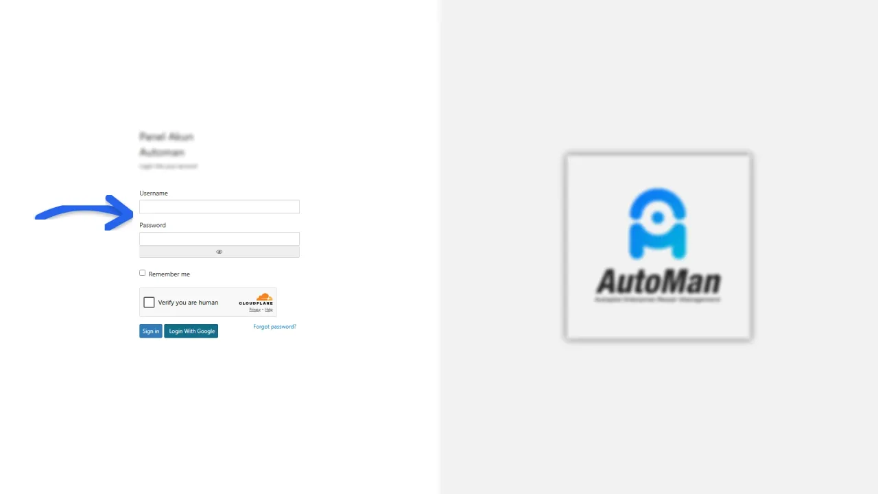 Halaman login Panel Akun Automan