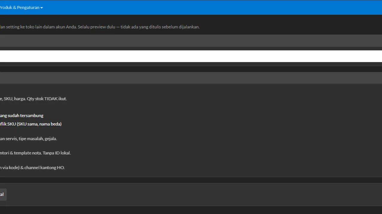 Run button for copying products and settings between stores