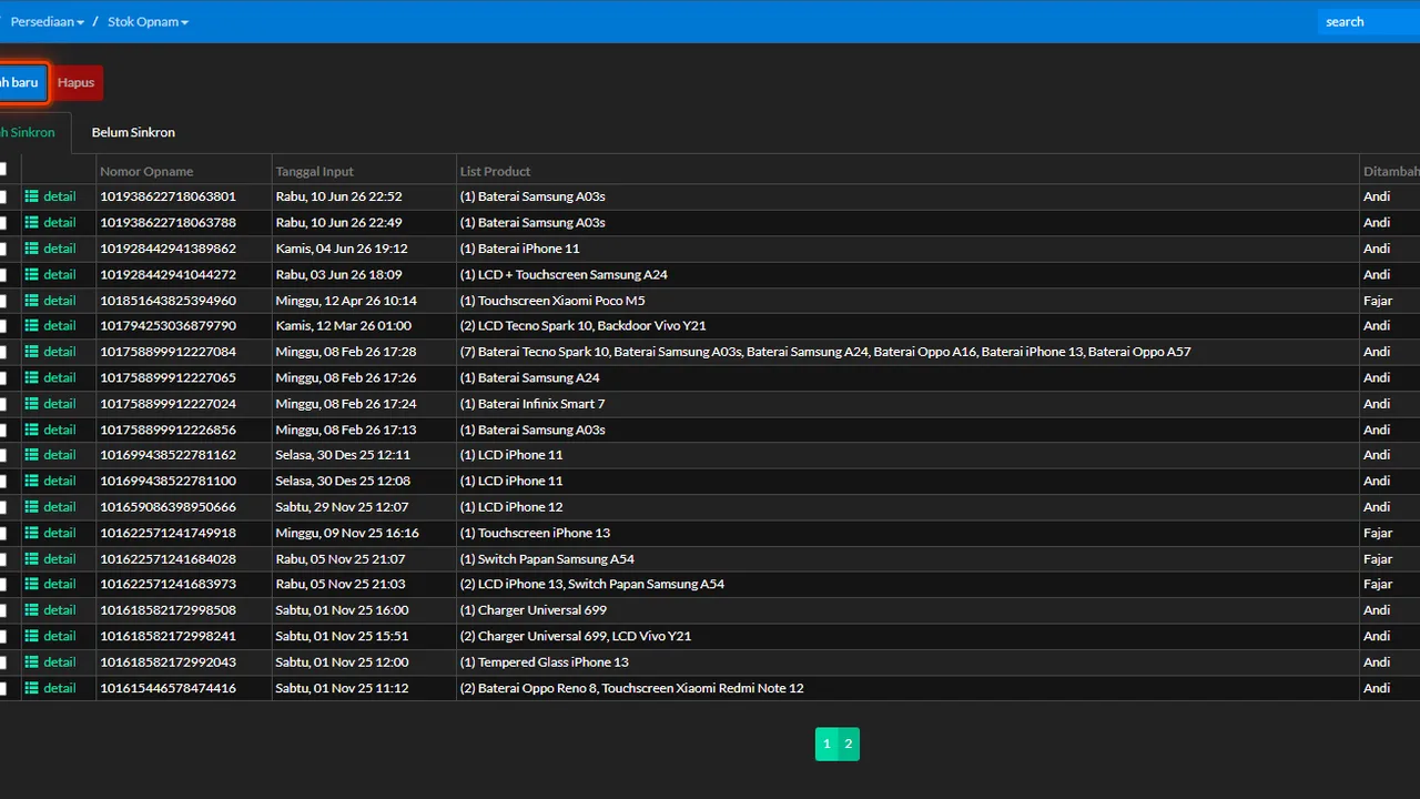 The stock count menu open with full or per-category count options