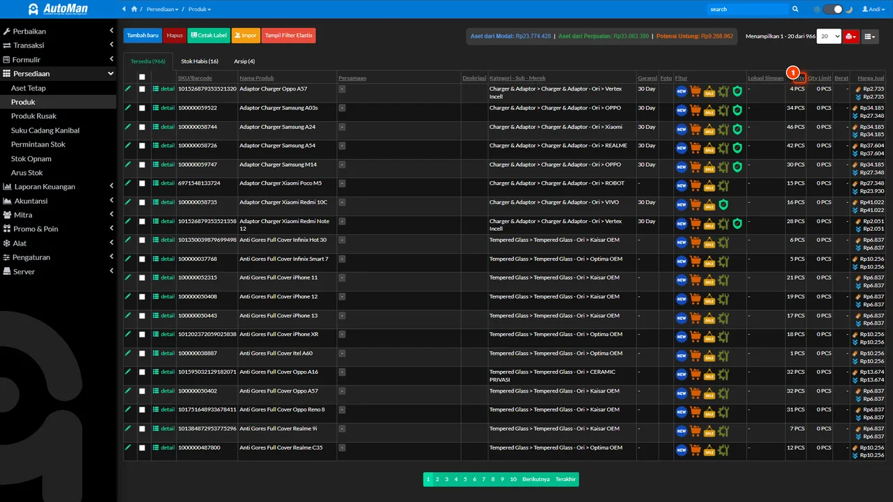 Product list stock kept separate for every variant