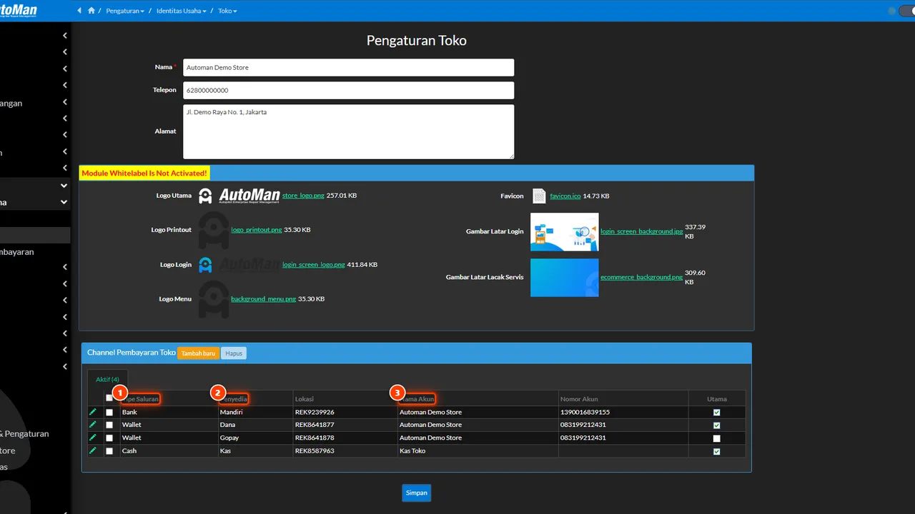 Store payment channel section where each money pocket is registered