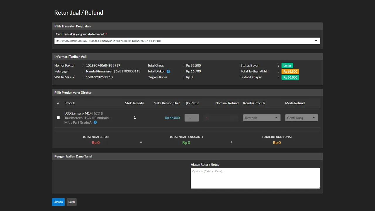 The sales-return compensation options: refund or same-product exchange