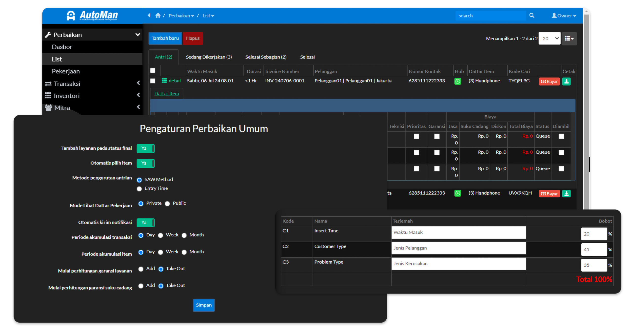 Fitur Metode SAW (Simple Additive Weighting)