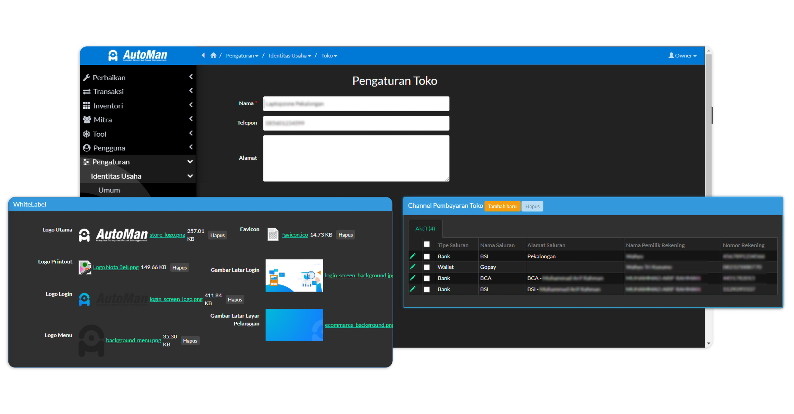 Fitur Whitelabel Software Bengkel Online